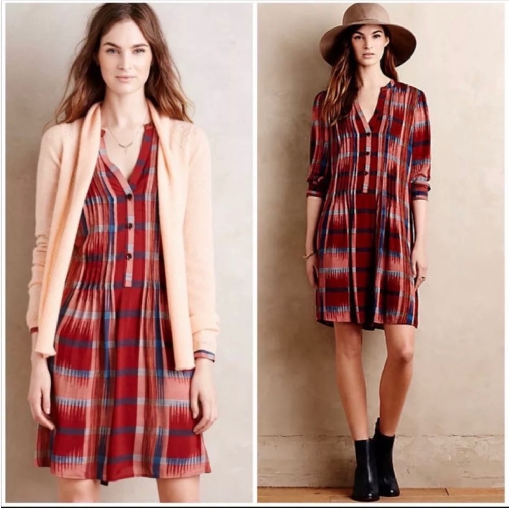 Anthropologie 11.1 tylho sao Paolo dress new size medium plaid button do…